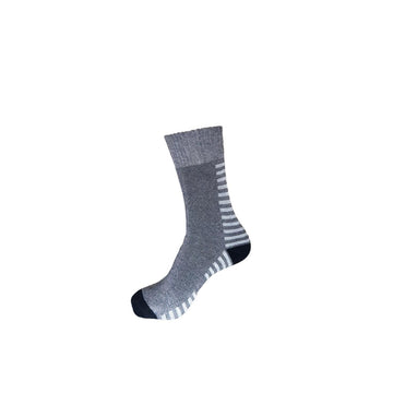 Mid-Calf Grey Thermal Socks with Striped Sides