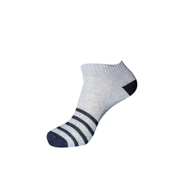White & Black Striped Low-Cut Ankle Socks for Men
