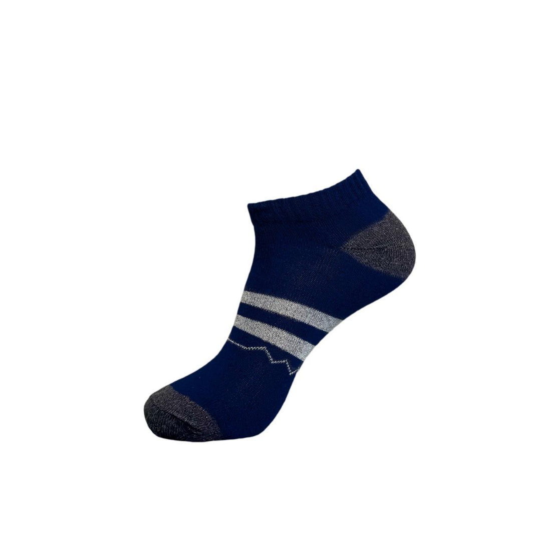 Navy & Grey Striped Low-Cut Ankle Socks for Men