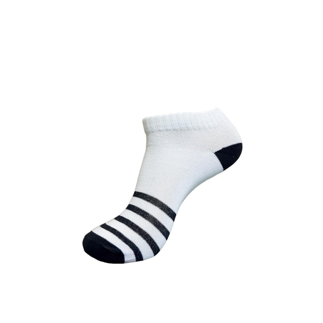 White & Black Striped Low-Cut Ankle Socks for Men